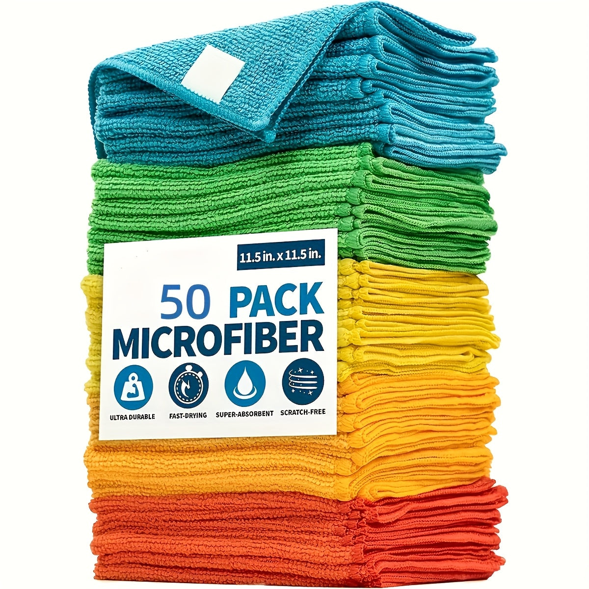 Microfiber Cleaning Cloth Pack - Multipurpose Towel for Home & Kitchen Use, Durable & Absorbent, Ideal for Living Room, Bedroom, Bathroom & Furniture, Effortlessly Removes Stains & Grease, Essential Cleaning Supplies Christma