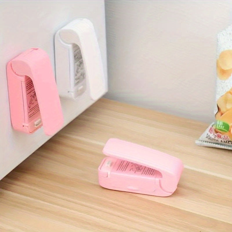 POLVCDG Mini Handheld Sealer for Food Bags - Portable Battery-Powered Vacuum Sealer to Keep Snacks Fresh, Compact Kitchen & Travel Bag Sealer with Easy-Press Design, No Electricity Needed, Food Vacuum Sealer