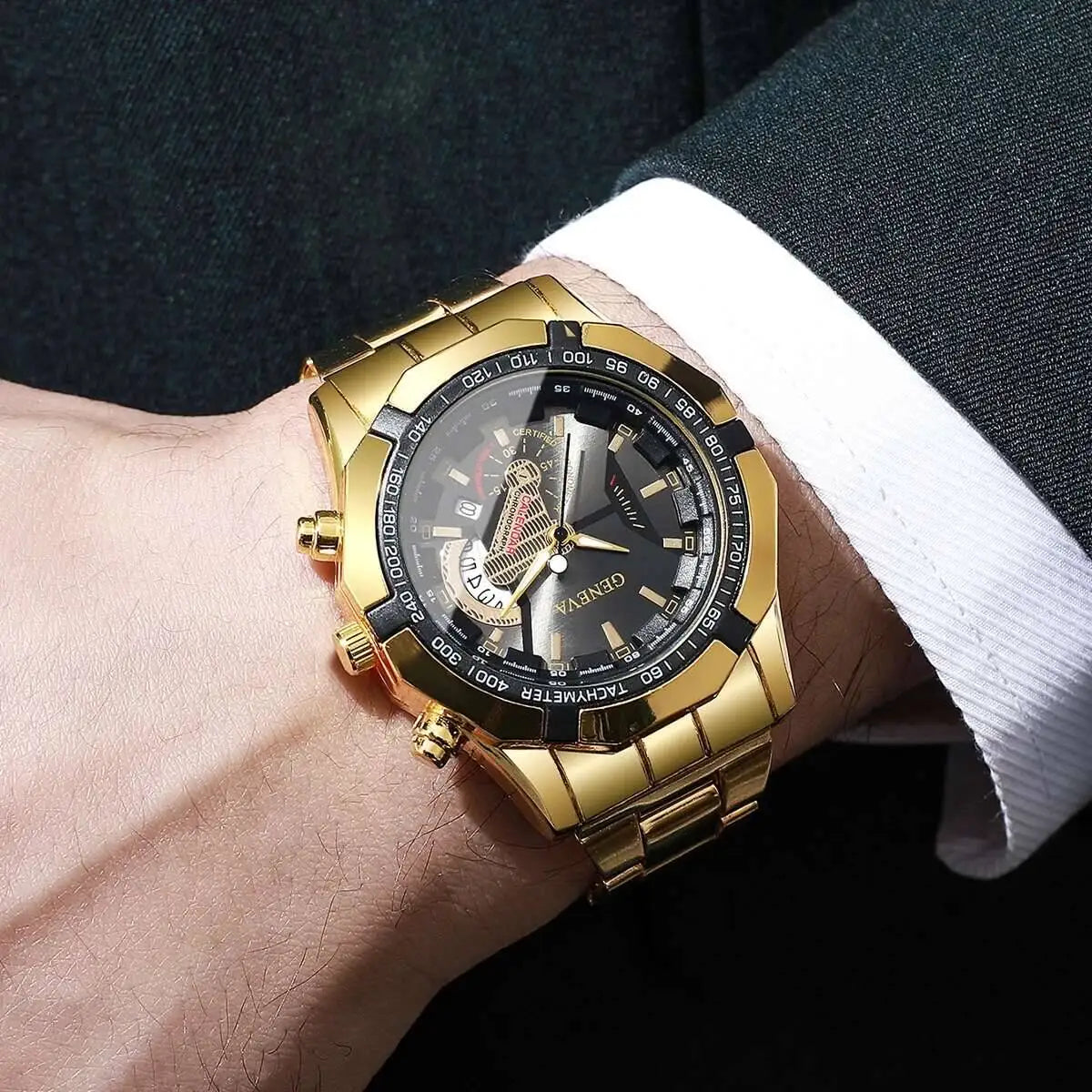 Stunnig Men Watches Fashion Large Dial Calendar Quartz Watch