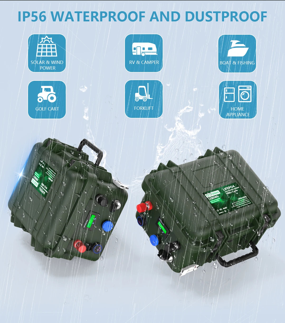 LiFePO4 12V 100AH 140AH 200AH Battery Pack 12.8V Lithium Battery 6000+ Cycles With Bluetooth