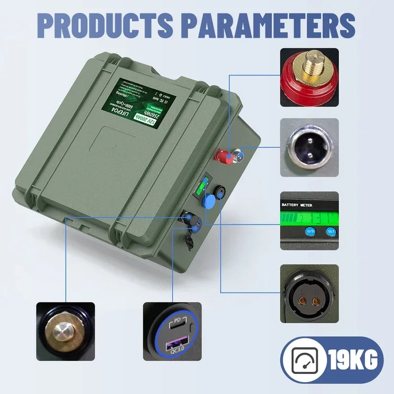 LiFePO4 12V 100AH 140AH 200AH Battery Pack 12.8V Lithium Battery 6000+ Cycles With Bluetooth