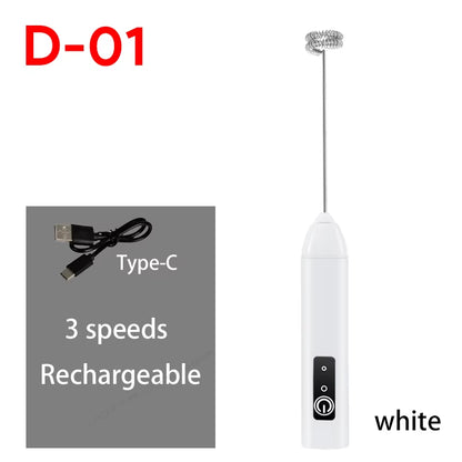 Wireless Milk Frother Electric Type-C Handheld Blender Stainless Steel Mini Coffee Maker Whisk Mixer for Coffee Cappuccino Cream