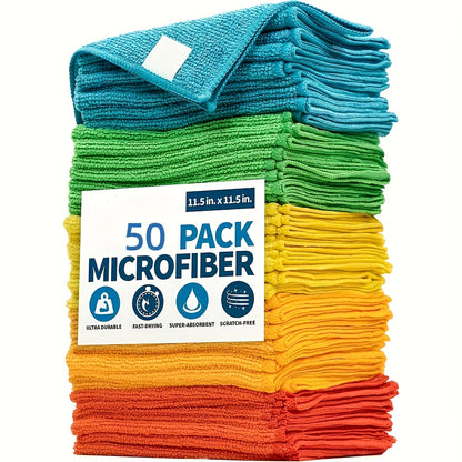 Microfiber Cleaning Cloth Pack - Multipurpose Towel for Home & Kitchen Use, Durable & Absorbent, Ideal for Living Room, Bedroom, Bathroom & Furniture, Effortlessly Removes Stains & Grease, Essential Cleaning Supplies Christma