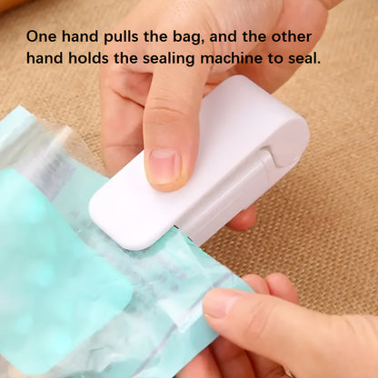 POLVCDG Mini Handheld Sealer for Food Bags - Portable Battery-Powered Vacuum Sealer to Keep Snacks Fresh, Compact Kitchen & Travel Bag Sealer with Easy-Press Design, No Electricity Needed, Food Vacuum Sealer
