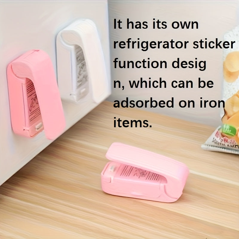 POLVCDG Mini Handheld Sealer for Food Bags - Portable Battery-Powered Vacuum Sealer to Keep Snacks Fresh, Compact Kitchen & Travel Bag Sealer with Easy-Press Design, No Electricity Needed, Food Vacuum Sealer