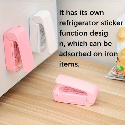 POLVCDG Mini Handheld Sealer for Food Bags - Portable Battery-Powered Vacuum Sealer to Keep Snacks Fresh, Compact Kitchen & Travel Bag Sealer with Easy-Press Design, No Electricity Needed, Food Vacuum Sealer