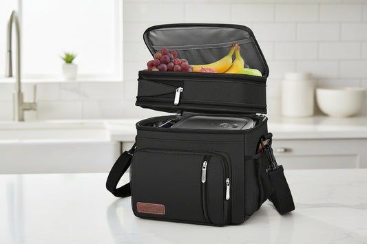 Lunch Bag & Lunch Box for Men Women Double Deck - Leakproof Insulated Soft Large Adult Lunch Cooler Bag for Work Picnic (Black,15L)