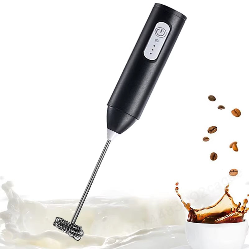 Wireless Milk Frother Electric Type-C Handheld Blender Stainless Steel Mini Coffee Maker Whisk Mixer for Coffee Cappuccino Cream