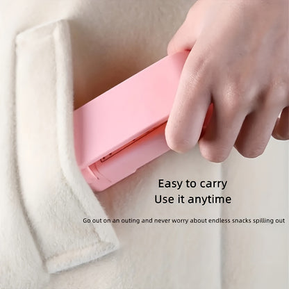 POLVCDG Mini Handheld Sealer for Food Bags - Portable Battery-Powered Vacuum Sealer to Keep Snacks Fresh, Compact Kitchen & Travel Bag Sealer with Easy-Press Design, No Electricity Needed, Food Vacuum Sealer