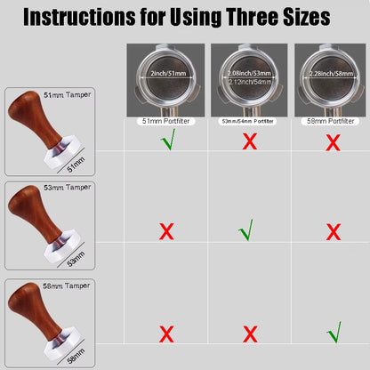 51Mm 53Mm 58Mm Espresso Tamper Coffee Barista Flat Base Coffee Tampers with Wood Handle