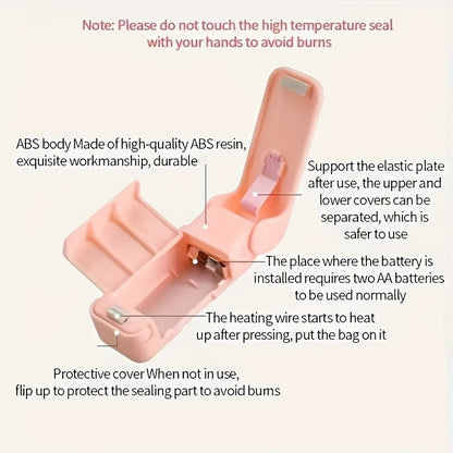 POLVCDG Mini Handheld Sealer for Food Bags - Portable Battery-Powered Vacuum Sealer to Keep Snacks Fresh, Compact Kitchen & Travel Bag Sealer with Easy-Press Design, No Electricity Needed, Food Vacuum Sealer