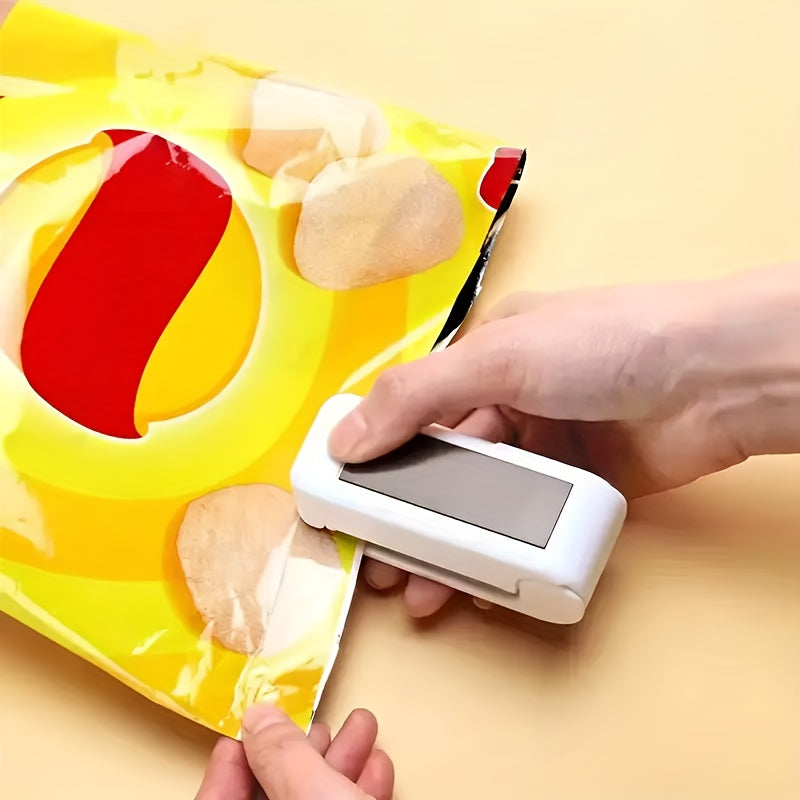 POLVCDG Mini Handheld Sealer for Food Bags - Portable Battery-Powered Vacuum Sealer to Keep Snacks Fresh, Compact Kitchen & Travel Bag Sealer with Easy-Press Design, No Electricity Needed, Food Vacuum Sealer