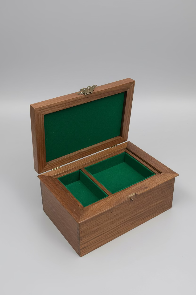 Handcrafted Walnut Keepsake Box with Removable Tray & Felt Inlay – 10"×6"×7"