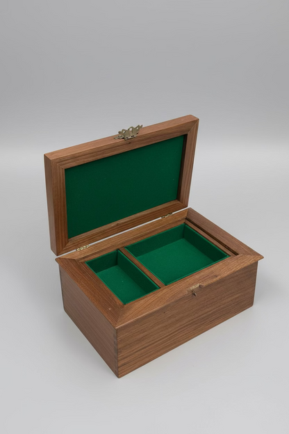 Handcrafted Walnut Keepsake Box with Removable Tray & Felt Inlay – 10"×6"×7"