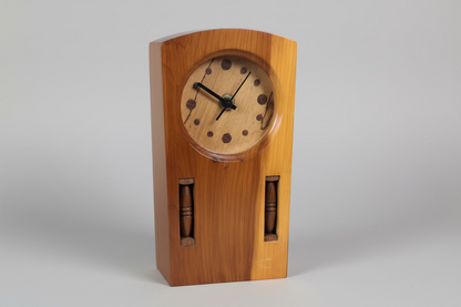 Handcrafted Yew & Indian Rosewood Mantel Clock – 9-Inch Artisan Timepiece