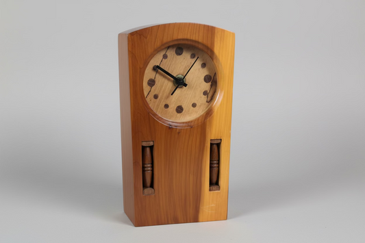 Handcrafted Yew & Indian Rosewood Mantel Clock – 9-Inch Artisan Timepiece