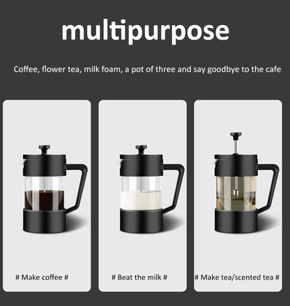 French Press Coffee Maker 350ML/600ML/1000ML High Borosilicate Glass House Coffee Brewer Milk Foam Frother Coffee Accessories