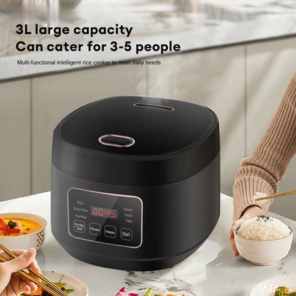 3L Electric Rice Cooker For Household 3-5 Persons Non-stick Pot 110V/220V Smart Rice Cooker with 24-Hour Reservation & Keep Warm