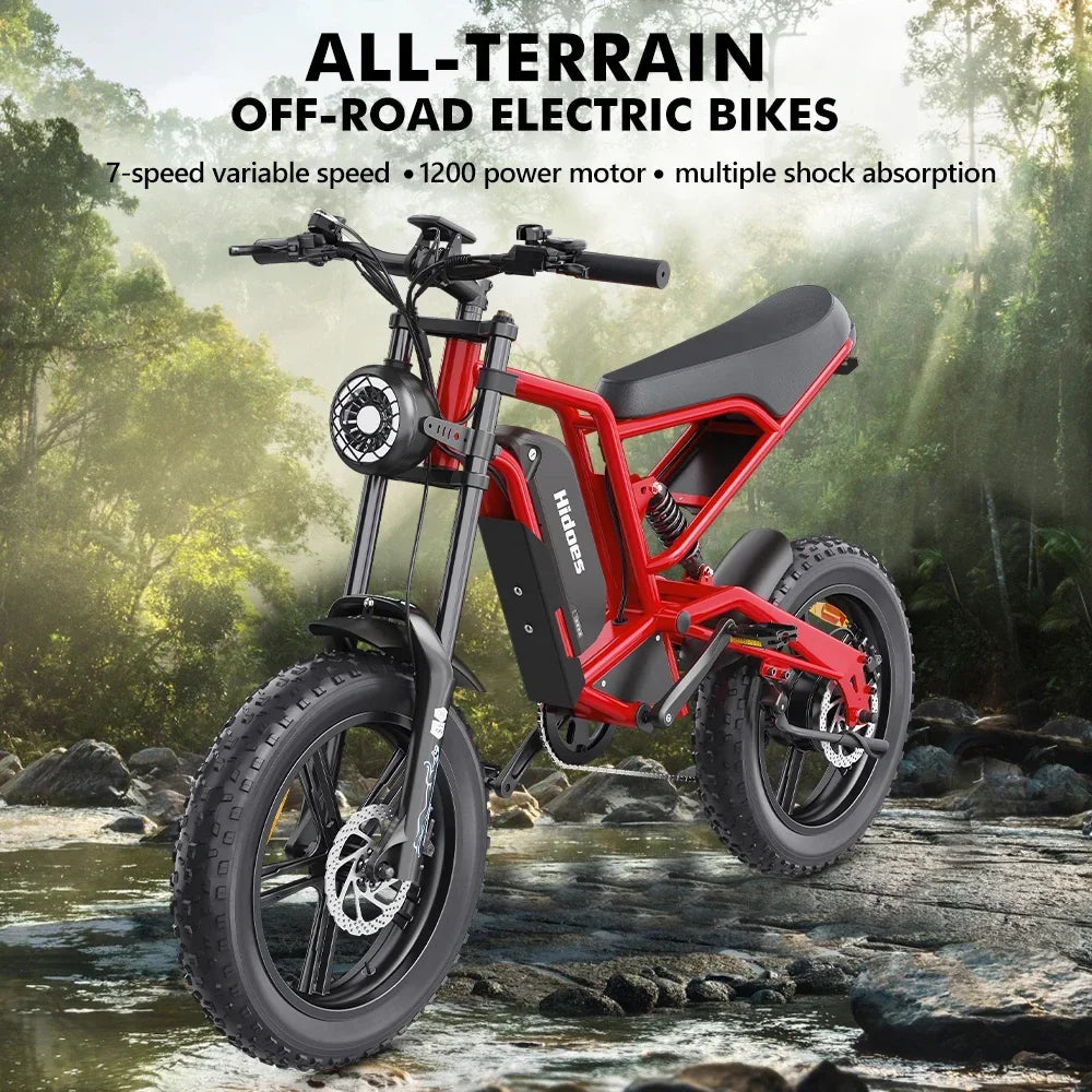 HD-B6  Electric Bike 1200W Powerful Motor 48V15.6AH Removable Battery Aldult Electric Bicycle 20*4.0 Fat Tire All Terrain E-bike