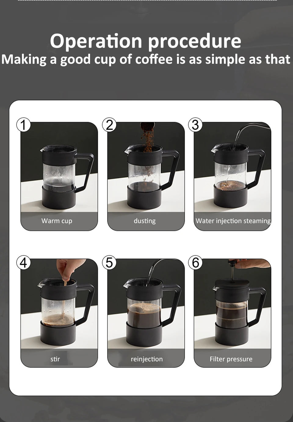 French Press Coffee Maker 350ML/600ML/1000ML High Borosilicate Glass House Coffee Brewer Milk Foam Frother Coffee Accessories