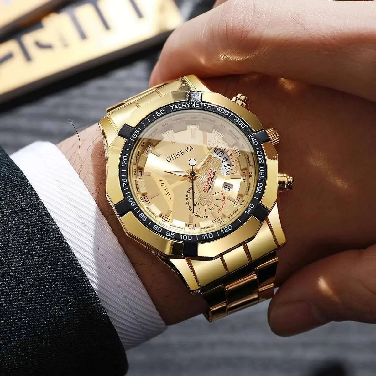 Stunnig Men Watches Fashion Large Dial Calendar Quartz Watch