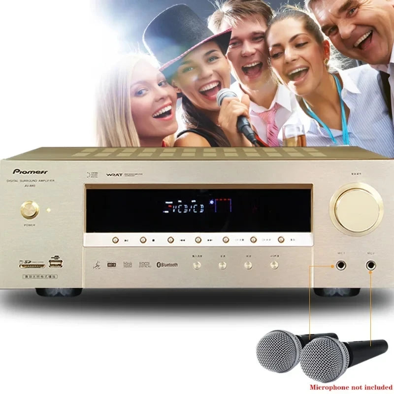 5.1 Channel Home Theater High Power Supports Fiber Coax TV Dual Microphone Bluetooth 5.0 HDMI 4K USB Karaoke Audio Amplifier