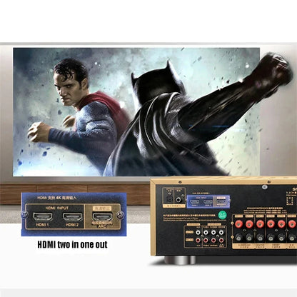 5.1 Channel Home Theater High Power Supports Fiber Coax TV Dual Microphone Bluetooth 5.0 HDMI 4K USB Karaoke Audio Amplifier