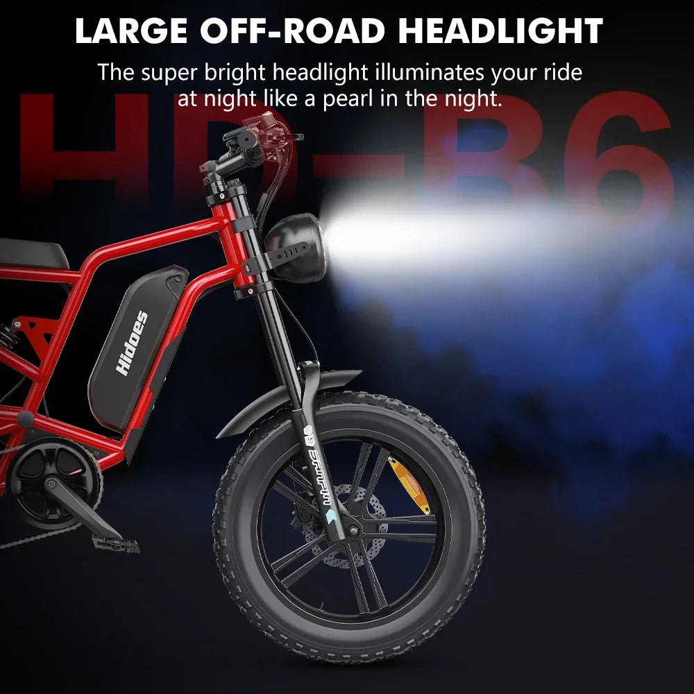 HD-B6  Electric Bike 1200W Powerful Motor 48V15.6AH Removable Battery Aldult Electric Bicycle 20*4.0 Fat Tire All Terrain E-bike
