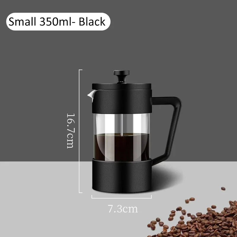 French Press Coffee Maker 350ML/600ML/1000ML High Borosilicate Glass House Coffee Brewer Milk Foam Frother Coffee Accessories