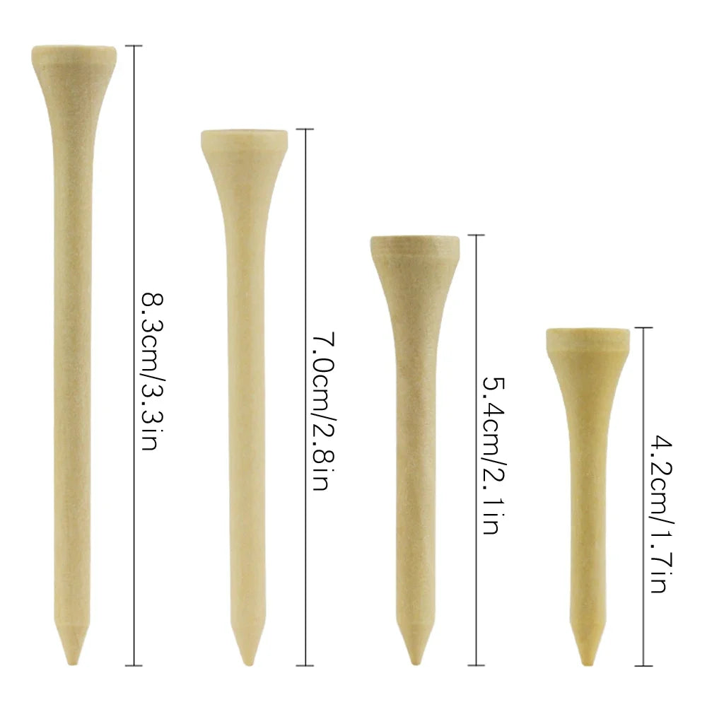 100Pcs Pack Golf Tees 4 Sizes Wooden Golf Tees