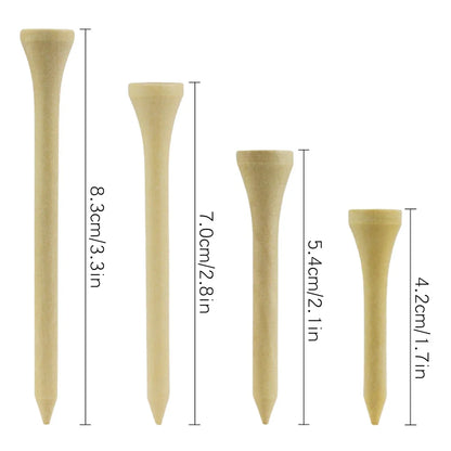100Pcs Pack Golf Tees 4 Sizes Wooden Golf Tees