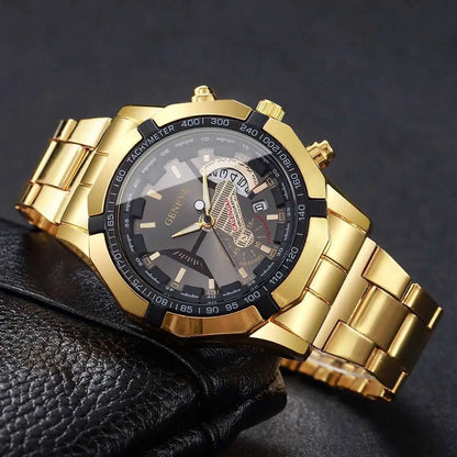 Stunnig Men Watches Fashion Large Dial Calendar Quartz Watch