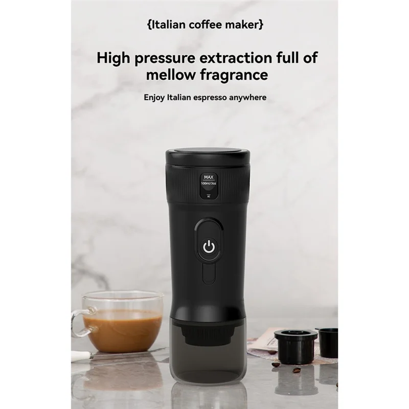 AFOURT-Car Coffee Espresso Maker Portable Coffee Maker 2 In 1 Small Travel Espresso Machine Heating Extraction For RV