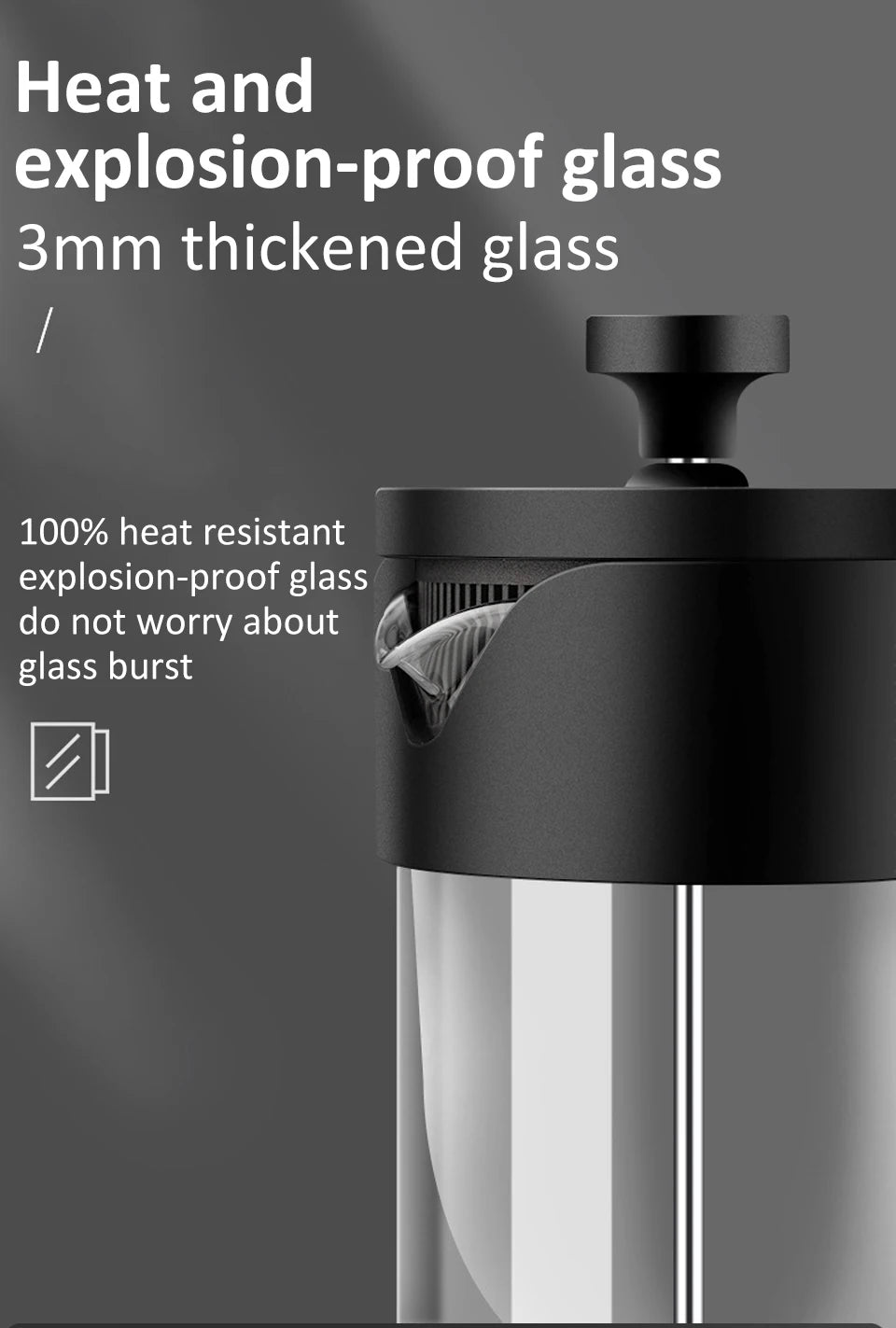 French Press Coffee Maker 350ML/600ML/1000ML High Borosilicate Glass House Coffee Brewer Milk Foam Frother Coffee Accessories
