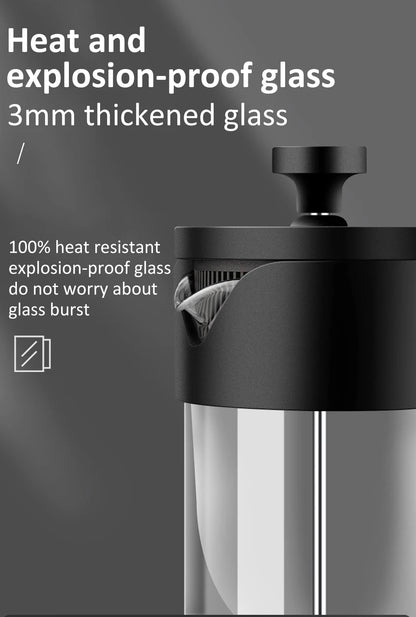 French Press Coffee Maker 350ML/600ML/1000ML High Borosilicate Glass House Coffee Brewer Milk Foam Frother Coffee Accessories