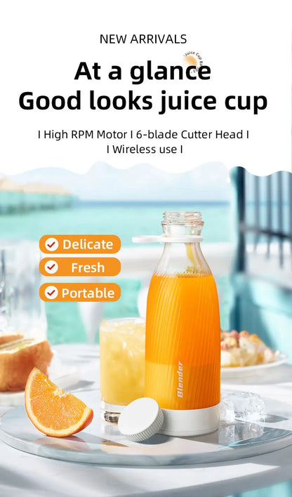 Portable Electric Juicer Cup 6 Blades Blender Milkshake Machine USB Fruit Milk Mixing Tool Mini Fresh Juice Blender Sport Bottle