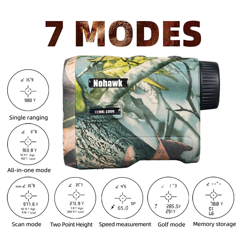 Nohawk 600M 1000Y Golf Laser Rangefinder for Hunting Range Finder With Slope Compensation for Golfer Monoculars Distance Meter