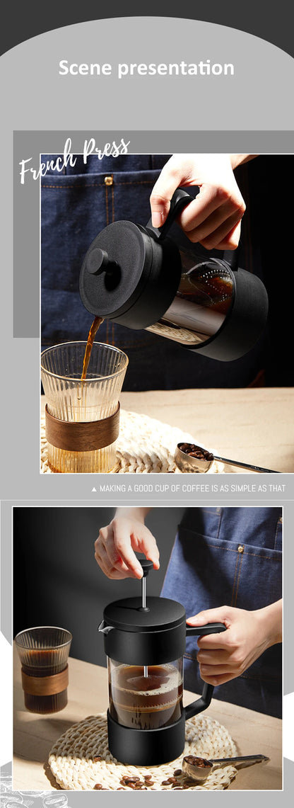 French Press Coffee Maker 350ML/600ML/1000ML High Borosilicate Glass House Coffee Brewer Milk Foam Frother Coffee Accessories