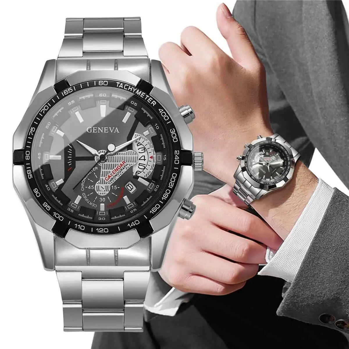 Stunnig Men Watches Fashion Large Dial Calendar Quartz Watch