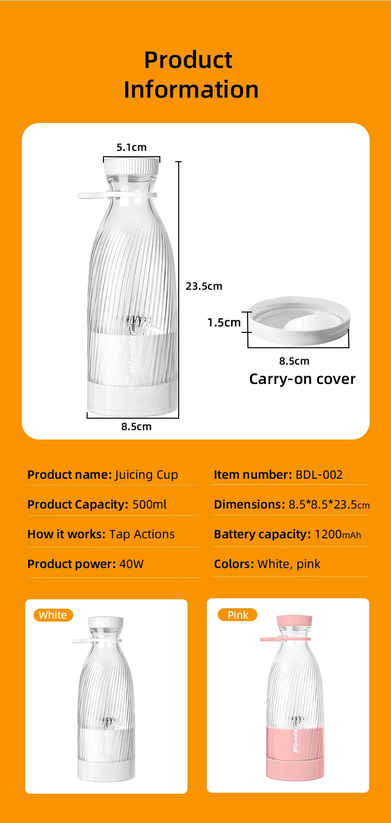 Portable Electric Juicer Cup 6 Blades Blender Milkshake Machine USB Fruit Milk Mixing Tool Mini Fresh Juice Blender Sport Bottle