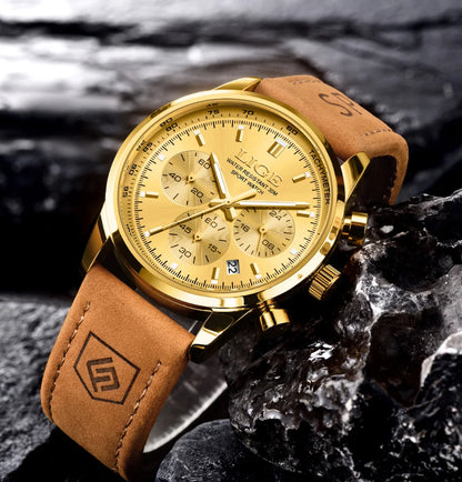 LIGE Luxury Man Watch High Quality Waterproof Chronograph Luminous Men's Wristwatch Leather Men Quartz Watches Casual Clock