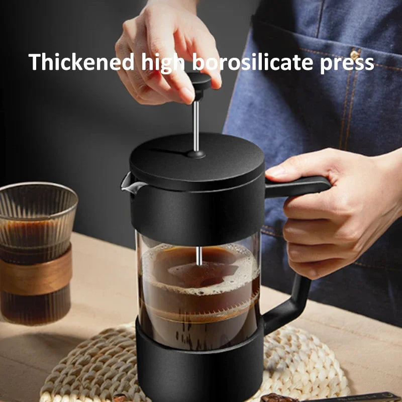 French Press Coffee Maker 350ML/600ML/1000ML High Borosilicate Glass House Coffee Brewer Milk Foam Frother Coffee Accessories