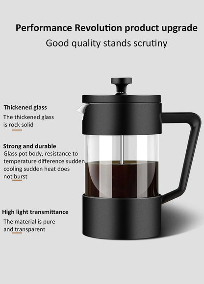 French Press Coffee Maker 350ML/600ML/1000ML High Borosilicate Glass House Coffee Brewer Milk Foam Frother Coffee Accessories