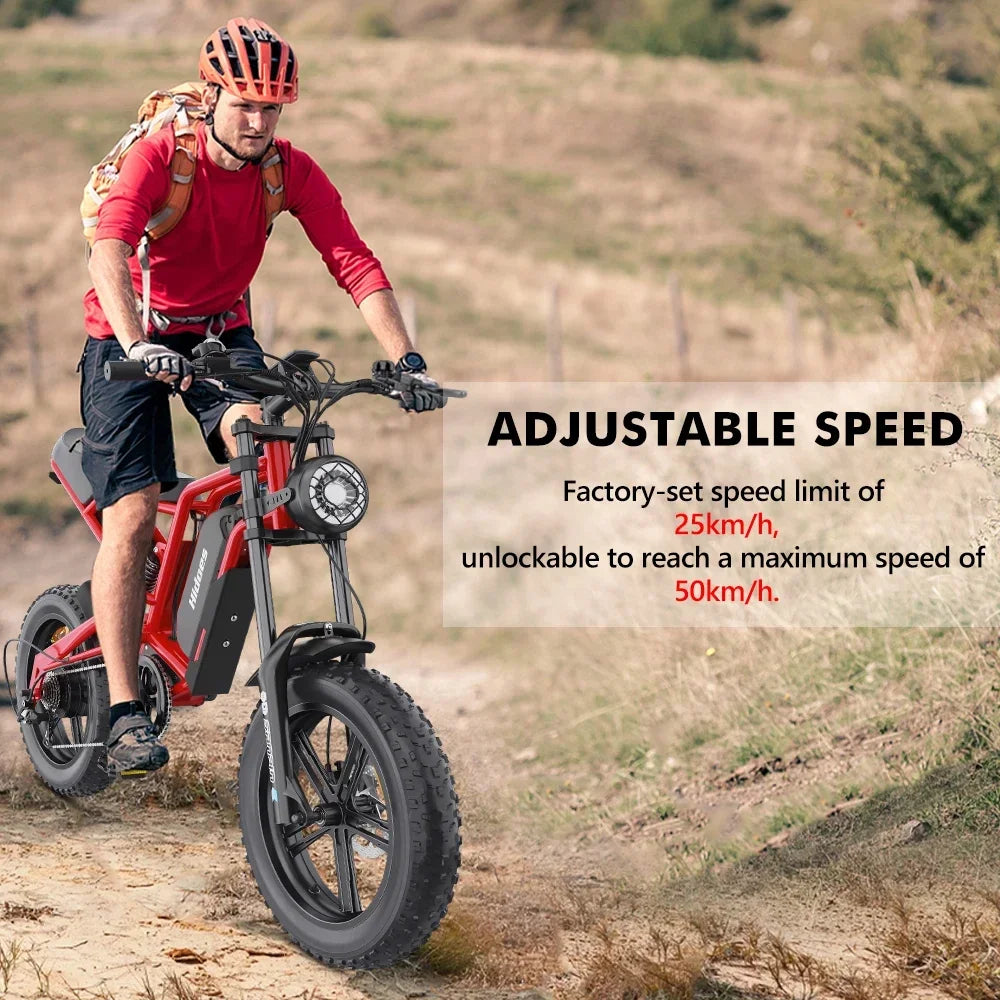 HD-B6  Electric Bike 1200W Powerful Motor 48V15.6AH Removable Battery Aldult Electric Bicycle 20*4.0 Fat Tire All Terrain E-bike