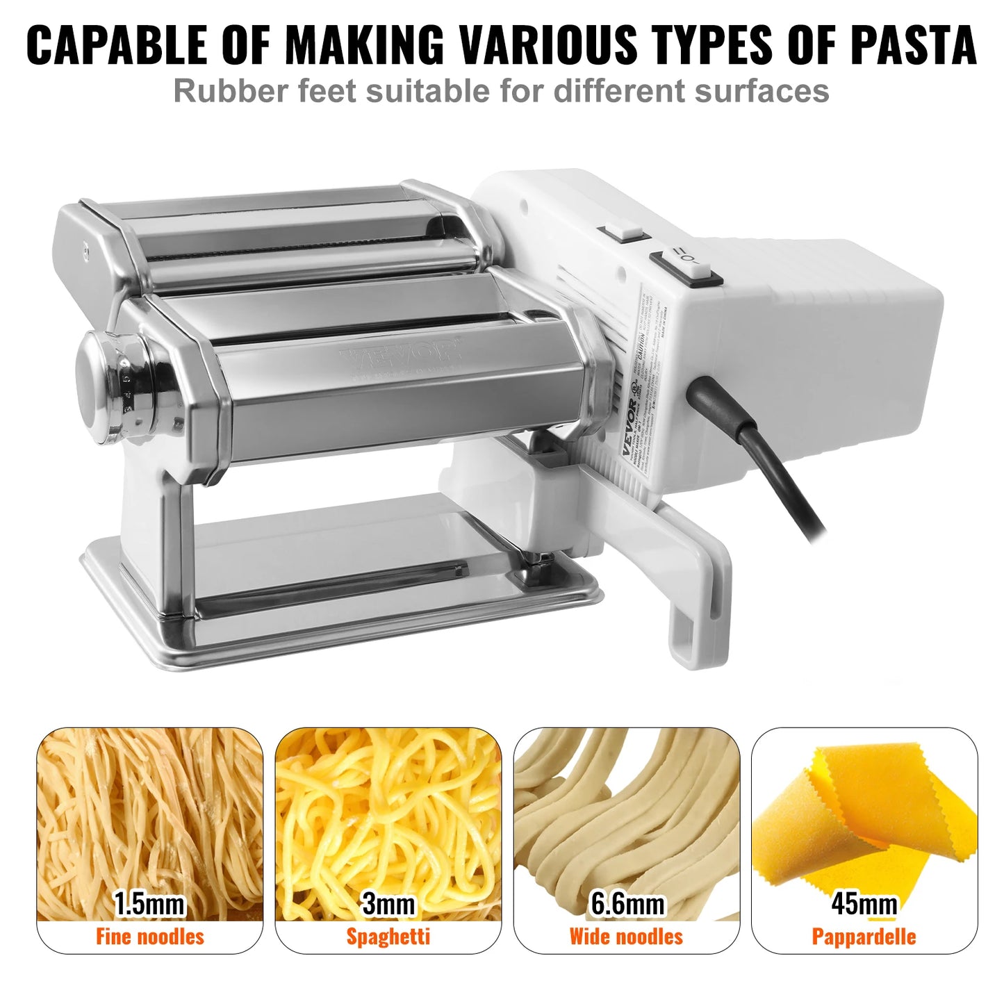 Electric Fresh Pasta Maker Machine Stainless Steel Noodle Rollers Cutter Slicer for Cutting Home Appliance