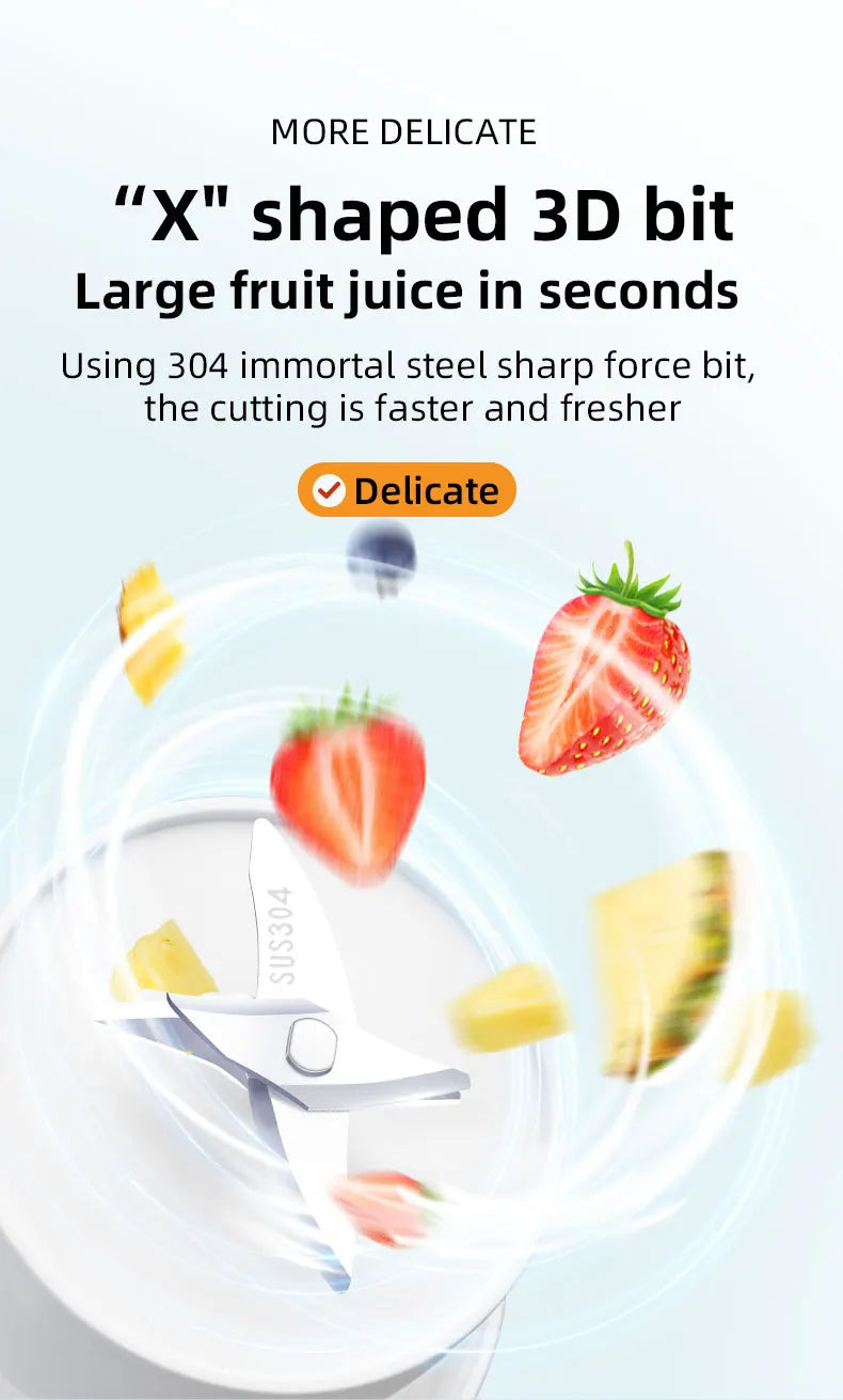 Portable Electric Juicer Cup 6 Blades Blender Milkshake Machine USB Fruit Milk Mixing Tool Mini Fresh Juice Blender Sport Bottle