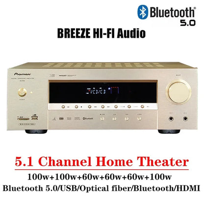 5.1 Channel Home Theater High Power Supports Fiber Coax TV Dual Microphone Bluetooth 5.0 HDMI 4K USB Karaoke Audio Amplifier