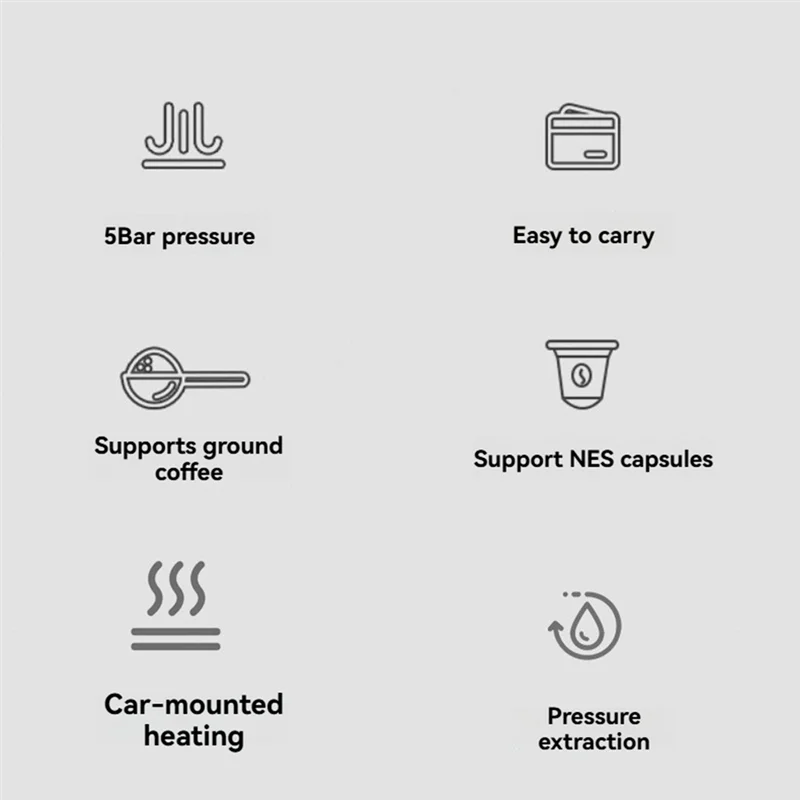 AFOURT-Car Coffee Espresso Maker Portable Coffee Maker 2 In 1 Small Travel Espresso Machine Heating Extraction For RV