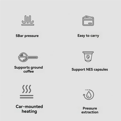 AFOURT-Car Coffee Espresso Maker Portable Coffee Maker 2 In 1 Small Travel Espresso Machine Heating Extraction For RV