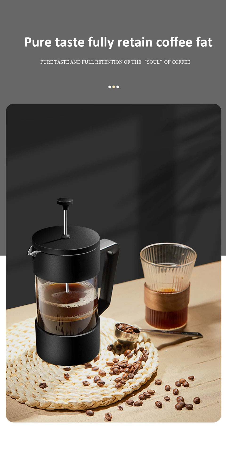 French Press Coffee Maker 350ML/600ML/1000ML High Borosilicate Glass House Coffee Brewer Milk Foam Frother Coffee Accessories